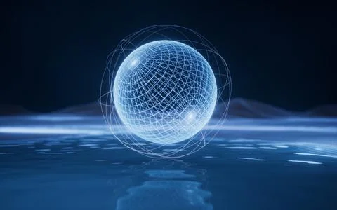 Digital sphere with blue technology structure, 3d rendering. Stock Illustration