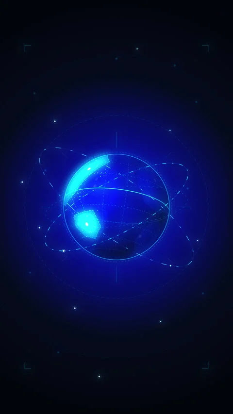Digital sphere glowing blue tech animation hud element network security Stock Footage 347564269