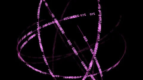 Digital sphere with glowing lines and text rotates in space Stock Footage 327523290