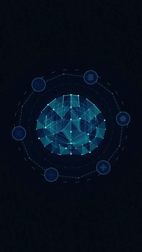 Digital sphere interface, data network, cyber security, technology node, ab.. Stock Footage 348333658
