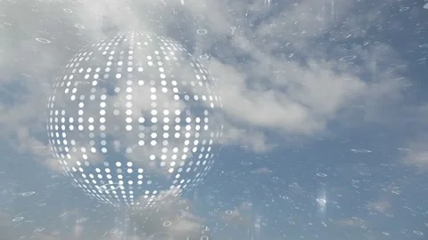 Digital sphere motion on sky with clouds time lapse Stock Footage 231904991