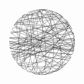 Digital sphere with network connection lines in technology concept isolated o Illustrazione stock