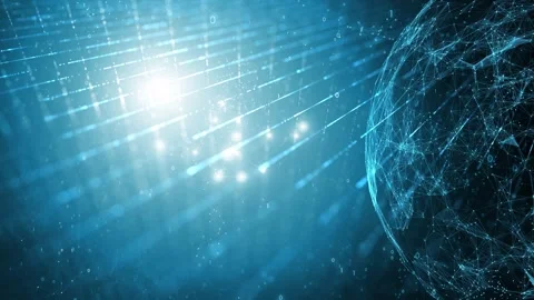 Digital sphere with network lines and lights animation Vídeo Stock 337655809