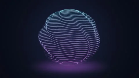 A digital sphere of wavy contour lines rotates in a seamless loop Stock Footage 341070572