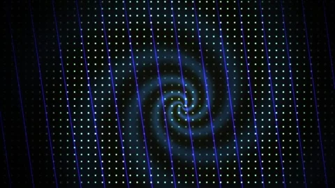 Digital spiral pattern with blue and white dots on black background. Stock Footage 336228588