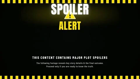 Digital Spoiler Alert Warning Screen with Glitch Effect and Yellow Caution Tape Stock Footage 345755992