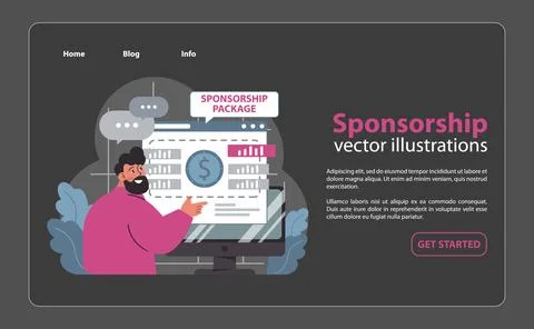 Digital sponsorship exploration. Flat vector illustration Stock Illustration
