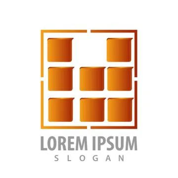 Digital square brown logo concept design. Symbol graphic template element vec Illustrazione stock