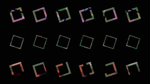 Digital Squares Rotation Shapes Colored Pattern Loop Background Stock Footage 129261310