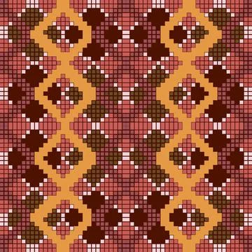 Digital squares seamless pattern. Vector colorful tribal ethnic style backgro Stock Illustration