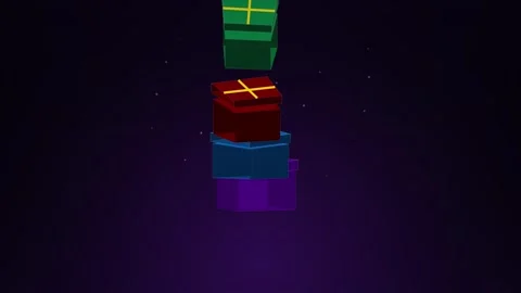 Digital stacking blocks animation on dark purple abstract background Stock-Footage 344649212