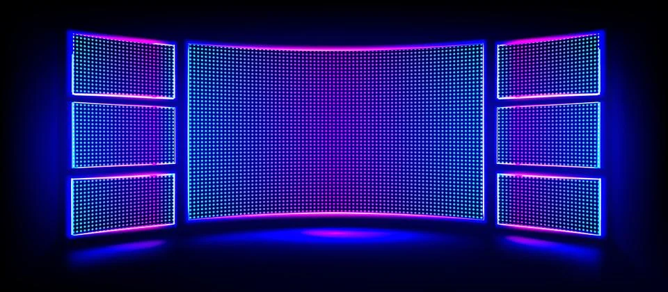 Digital stage screen with led panels. Stock Illustration