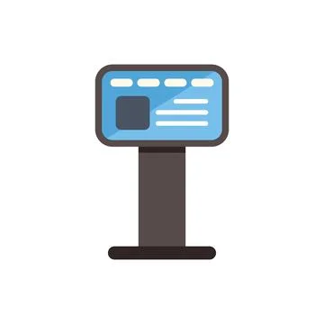Digital standing kiosk displaying information and advertising content Stock Illustration