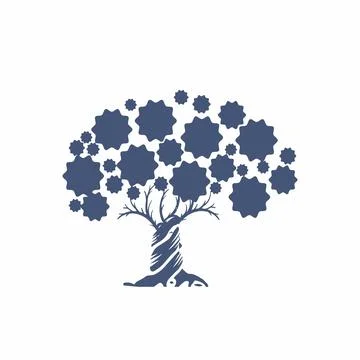Digital star blue tree logo and vector icon Illustrazione stock