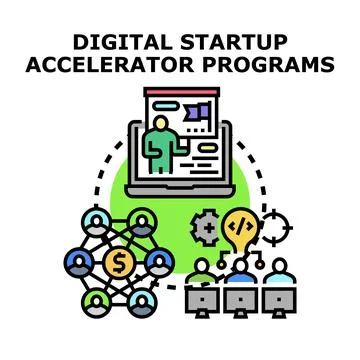Digital startup accelerator programs concept icon illustration Stock Illustration