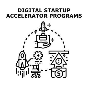 Digital startup accelerator programs concept vector illustration Stock Illustration