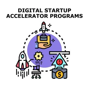 Digital startup accelerator programs concept vector illustration 库存插图