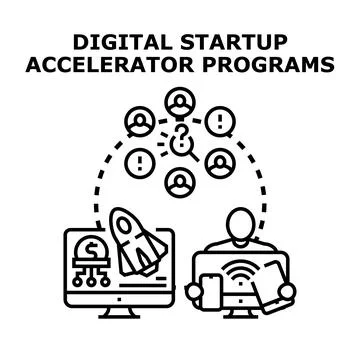 Digital startup accelerator programs guiding business growth Illustrazione stock