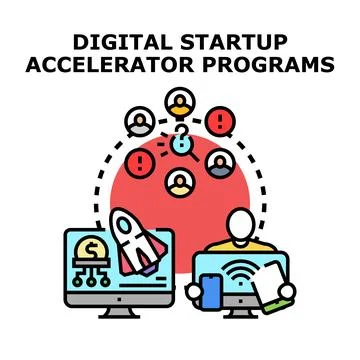 Digital startup accelerator programs guiding business growth Illustrazione stock