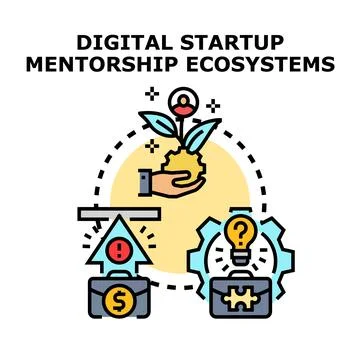 Digital startup mentorship ecosystem developing new business Illustrazione stock