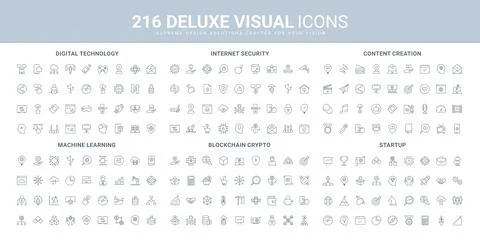 Digital startup technology, trend strategy and sharing solutions, security line Stock Illustration