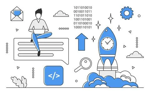 Digital startup workflow Stock Illustration