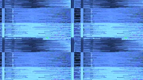 Digital Static: A Symmetrical Grid of Horizontal Blue Lines Creates a Glitching Stock Footage 312889577