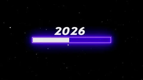 Digital status bar loading year 2026 now Illustrazione stock