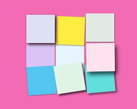 Digital Sticky Notes Template, Colorful Options Illustrazione stock