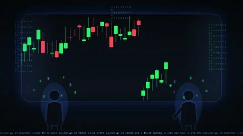Digital Stock Market Candlestick Chart Animation with Silhouette of Trader Stock-Footage 344775923