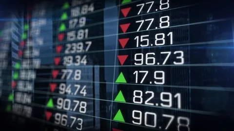 Digital stock market data financial indicators trading screen Stock Footage 318905455