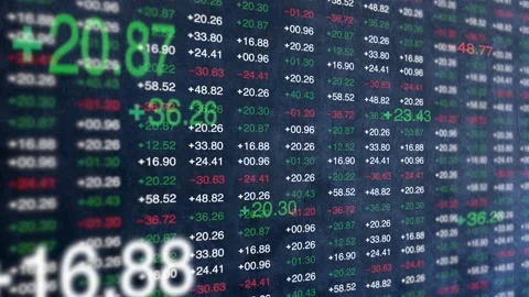 Digital Stock Market Data Screen with Rising and Falling Prices 스톡 동영상 343964486