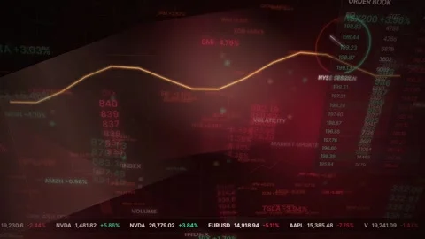 Digital Stock Market Trading Data Background with Line Graph Stock Footage 335348758