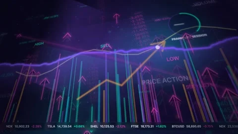 Digital Stock Market Trading Interface with Financial Data and Charts Stock Footage 335348508