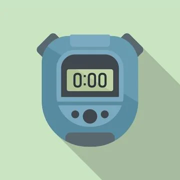 Digital stopwatch icon flat vector. Stop timer Stockillustratie