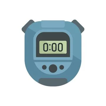 Digital stopwatch icon flat vector. Stop timer Stock Illustration