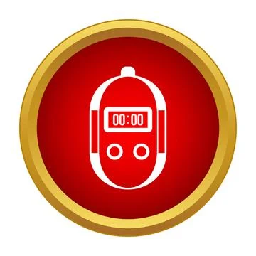 Digital stopwatch icon tracking time on red button Stock Illustration