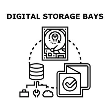 Digital storage bays managing data backup and recovery Stock Illustration