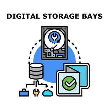 Digital storage bays managing data backup and recovery Stock Illustration