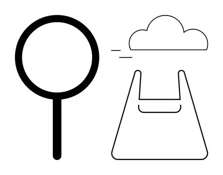 Digital storage, cloud computing, data search, online security, technology, f 库存插图