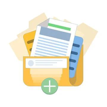 Digital storage concept, multiple file folders with documents in them. イラスト素材