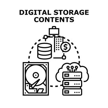 Digital storage content management and cloud services Stock Illustration