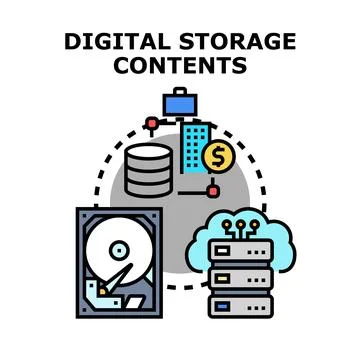 Digital storage content management and cloud services Stock Illustration