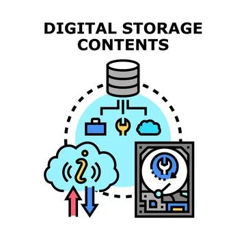 Digital storage content management and data processing 스톡 일러스트
