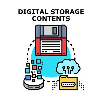 Digital storage contents evolution and data archiving Illustrazione stock