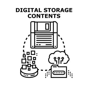 Digital storage contents evolution and data archiving 스톡 일러스트