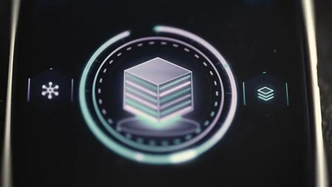 Digital Storage Cube in Futuristic Control Ring Stock Footage 341865875