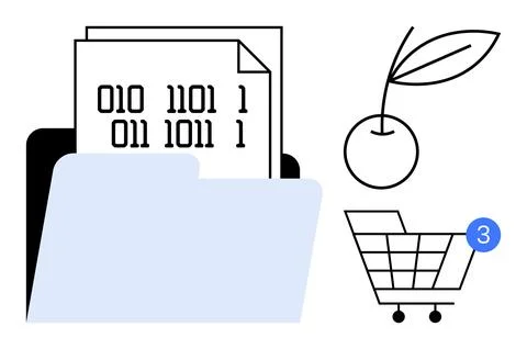 Digital storage, data organization, e-commerce, notifications, sustainable go 库存插图
