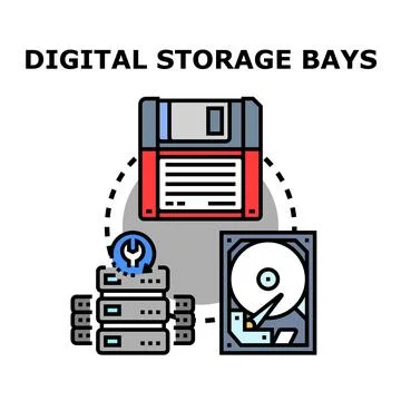 Digital storage data storage system concept illustration Stock Illustration