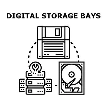 Digital storage data storage system concept illustration Stock Illustration